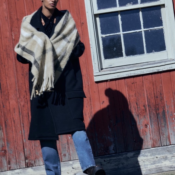 Zara PLAID SCARF WITH FRINGES - Picture 9 of 10